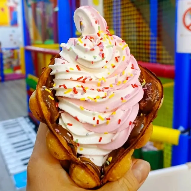 Gofres burbuja con helado